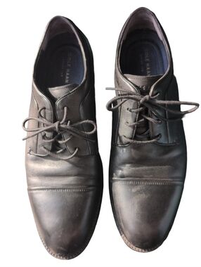 Cole Haan Men's Grande OS Black Leather Cap-Toe Derby Oxfords Size 10 Prom
